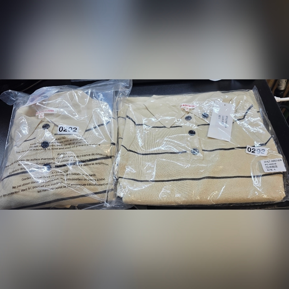 NWT Hot & Delicious Striped Cream Long Sleeve Collared Dress Small PTP 20 - Picture 8 of 8